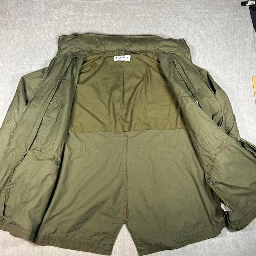 Ava & Viv Womens Olive Green Utility Field Jacket Full Zip Cotton F16870443